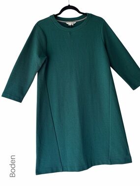 BODEN LIKE NEW PONTÈ KNIT DRESS COTTON EMERALD GREEN 3/4 SLEEVE | 10L